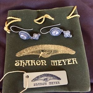 White topaz pierced earrings